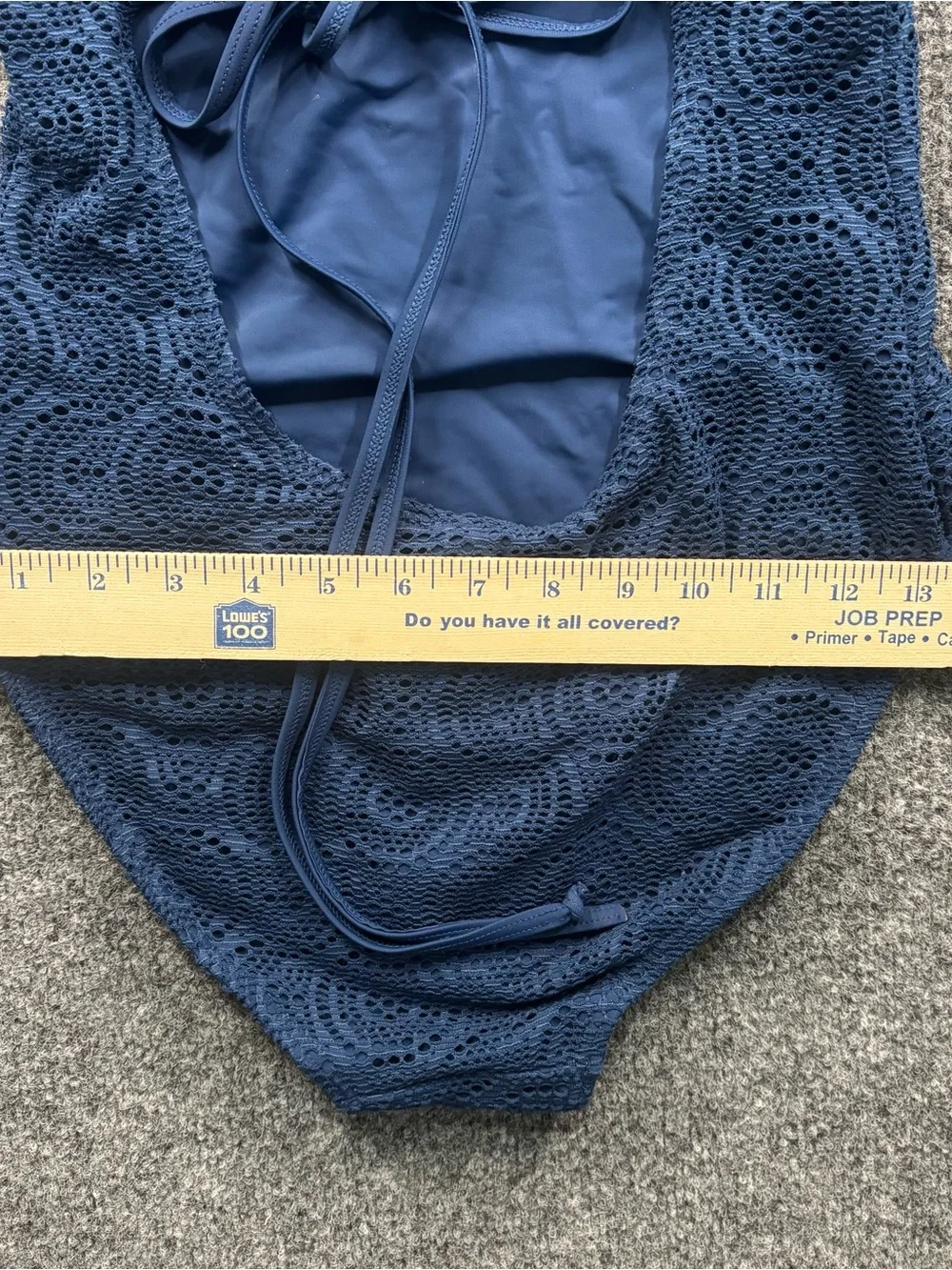 Southern Tide Navy Crochet One-Piece Swimsuit